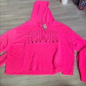 NWT Pink Love Pink Hoodie SIZE LARGE